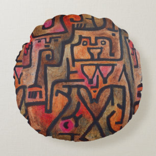 Coussins Ronds Klee Abstrait Rouge Abstrait Expressionniste Natur