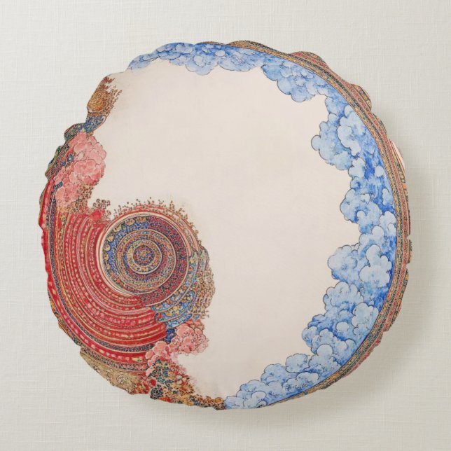 Coussins Ronds Klimt-Inspired Surreal  (Devant)