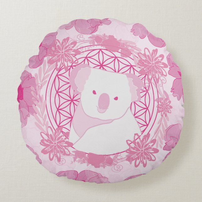 Coussins Ronds Koala Flower of life (Devant)