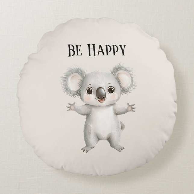 Coussins Ronds Koala Heureux (Devant)