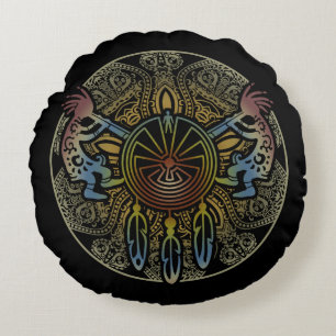 Coussins Ronds Kokopelli Duo - Homme Dans Le Maze - Dreamcatcher 
