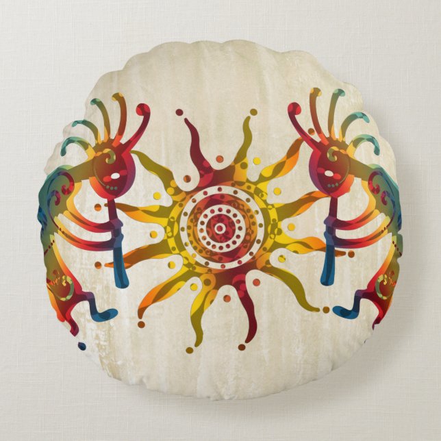Coussins Ronds KOKOPELLI DUO SUN + vos idées (Devant)