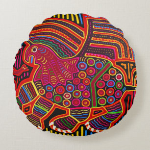 Coussins Ronds Kuna Indian Friendly Dragon