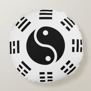 Coussins Ronds La balance : Ba Gua, huit trigrammes yin yang TCM