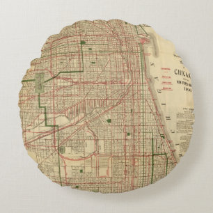 Coussins Ronds La carte de Blanchard de Chicago