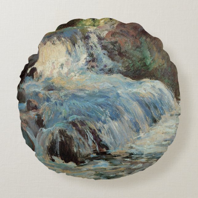 Coussins Ronds La cascade par Twachtman, l'impressionnisme Vintag (Devant)