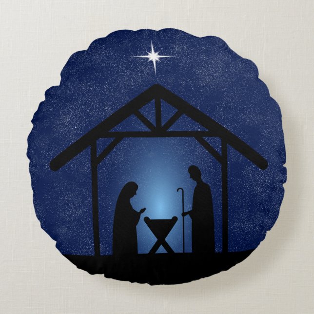 Coussins Ronds La crèche de Noël Scène religieuse (Devant)
