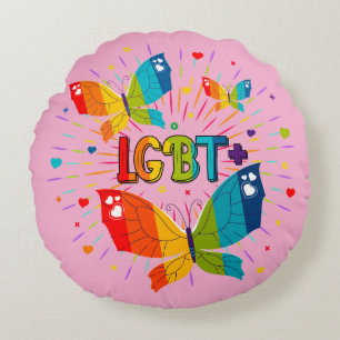 Coussins Ronds La fierté papillon L'amour est l'amour Sensibilisa