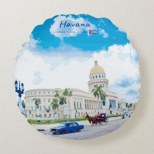Coussins Ronds La Havane, Cuba - Âme Classique Vintage