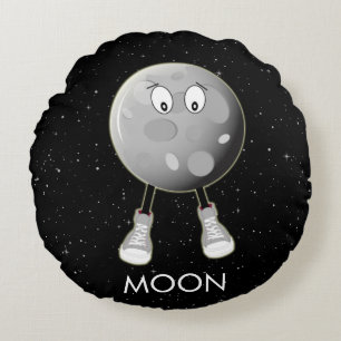 Coussins Ronds La Lune et les étoiles dans l'espace