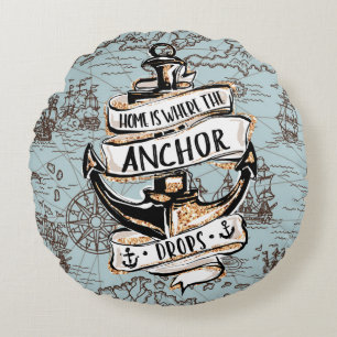 Coussins Ronds La Maison Est L'Endroit Où La Ancre Baisse La Déco