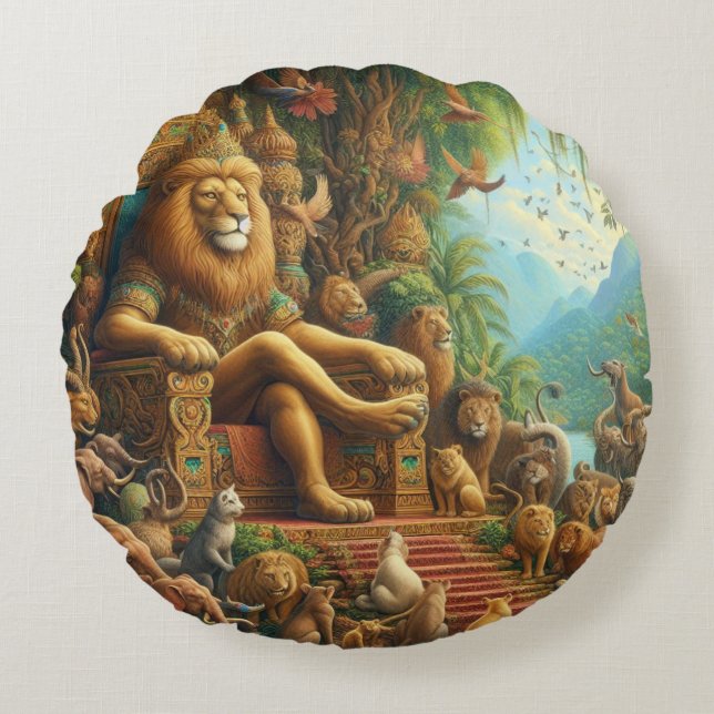 Coussins Ronds 🦁 La Majesté ardente de l'expressionnisme Abstrai (Devant)