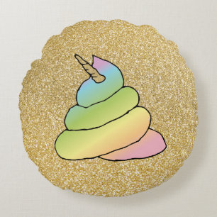 Coussins Ronds La merde d'arc-en-ciel de l'Unicorne Emoji Poop Em