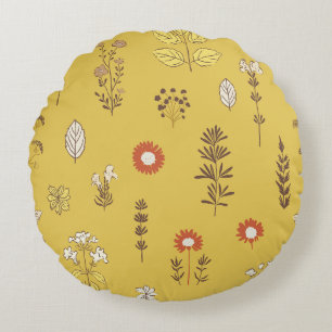 Coussins Ronds La moutarde jaune tactile de la nature