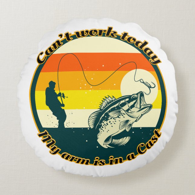 Coussins Ronds La pêche amusante ne peut pas fonctionner aujourd' (Devant)