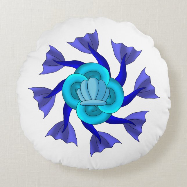 Coussins Ronds La sirène/hippocampe coupe la queue Iznik 1 (Devant)