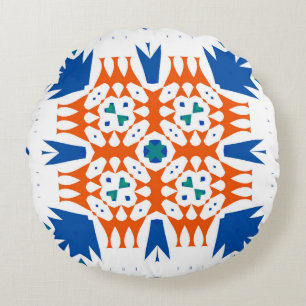 Coussins Ronds La talavera mexicaine traditionnelle ornée. Main d