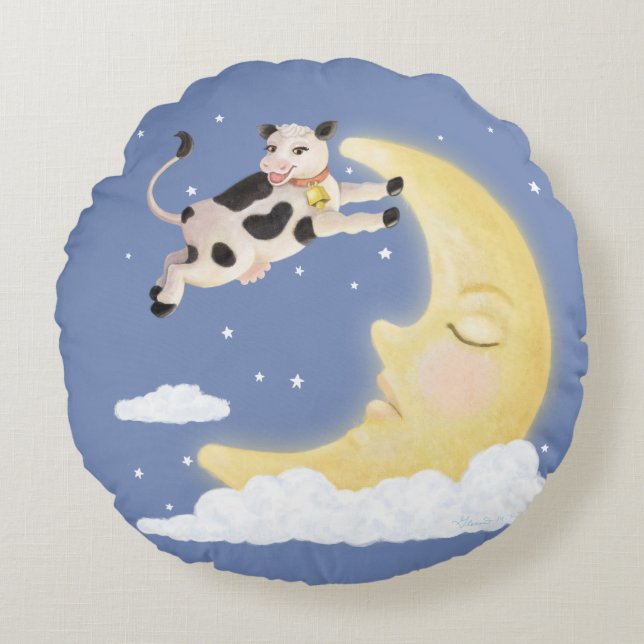 Coussins Ronds La vache a sauté au-dessus de la lune (Devant)