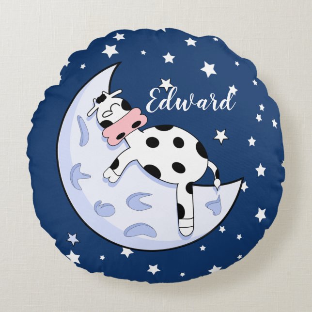 Coussins Ronds La vache au-dessus de la lune (Devant)