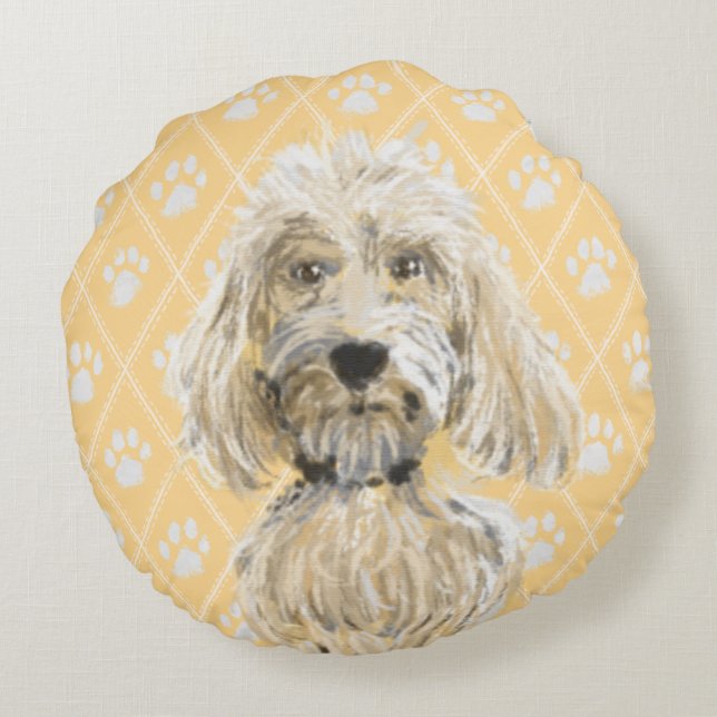 Coussins Ronds Labradoodle Peintures de chien / Labradoodle Love (Dos)