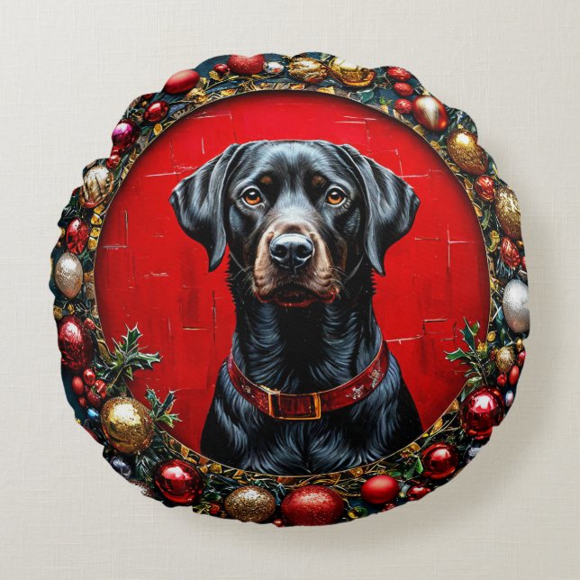 Coussins Ronds Labrador de Noël (Devant)