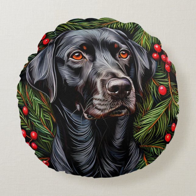 Coussins Ronds labrador de Noël chien (Devant)