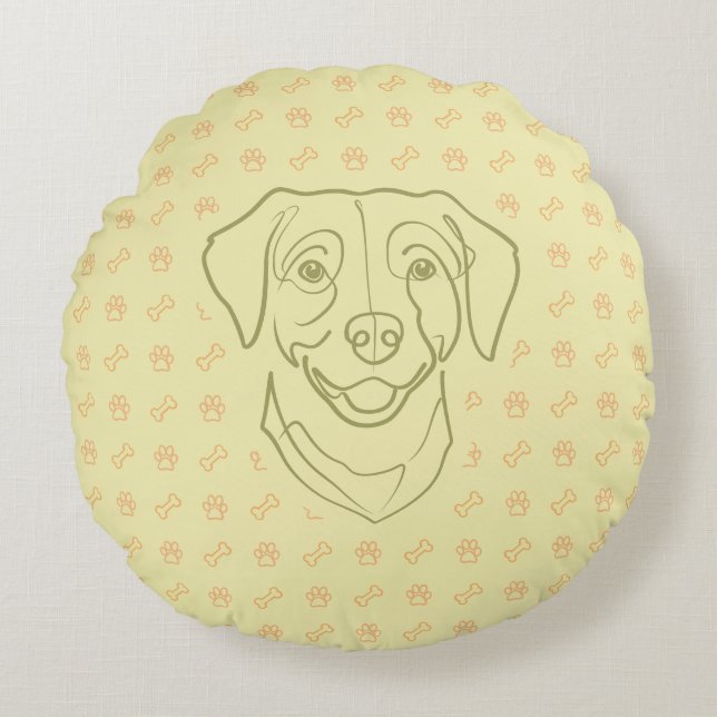 Coussins Ronds Labrador Retriever. Édition Bonheur ! (Devant)