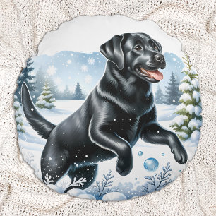 Coussins Ronds Labrador Retriever Winter Holiday Chien Noël