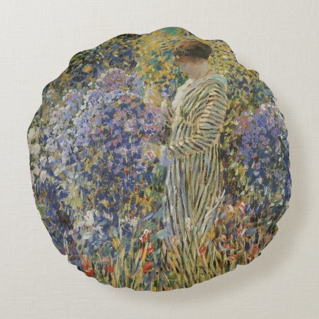 Coussins Ronds Lady in a Garden par Frederick Frieseke, Art (Dos)