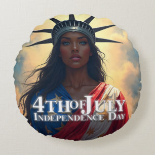Coussins Ronds Lady Liberty réinventée - Un nouveau visage de la