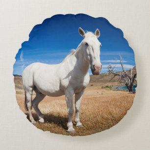 Coussins Ronds Laguna Azul, paysage avec chevaux