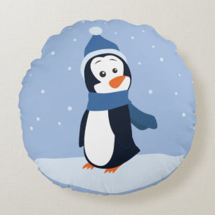 Coussins Ronds Laisse-Le Neiger ! (Pingouin)