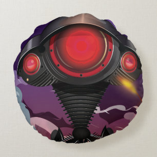Coussins Ronds L'Alien de science-fiction attaque à trépied !