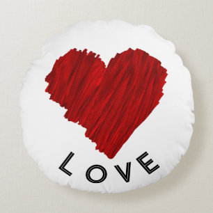 Coussins Ronds L'AMOUR du coeur rouge peint