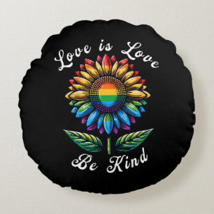 Coussins Ronds L'amour est l'amour Rainbow Sunflower LGBT+ Gay Le