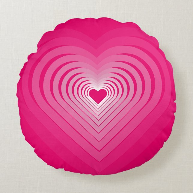 Coussins Ronds L'Amour Rose - Coeurs (Devant)