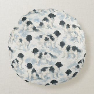 Coussins Ronds Landseer Newfoundland dog watercolor 