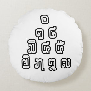Coussins Ronds Laos / Laos Numéros Pyramid Laotien Script