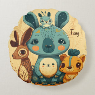 Coussins Ronds Lapin à fleurs de mûte boho