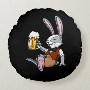 Coussins Ronds Lapin Boire bière Bunny Funny Party