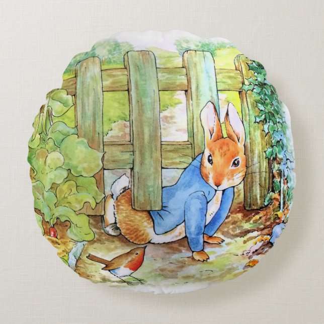 Coussins Ronds Lapin classique sous la clôture (Devant)