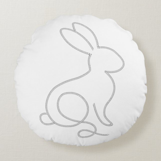 Coussins Ronds Lapin de corde minimal design moderne (Devant)
