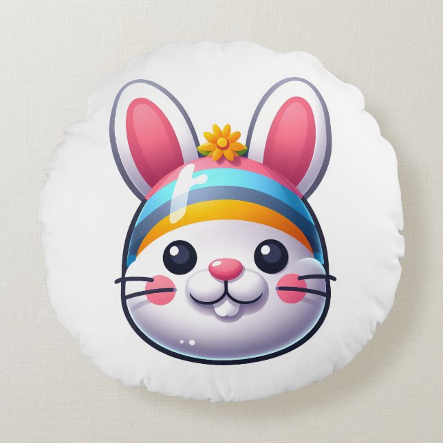 Coussins Ronds Lapin de Pâques (Devant)
