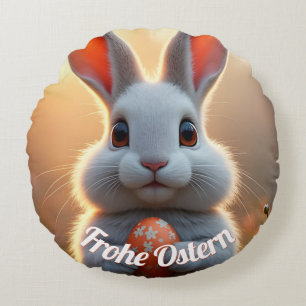 Coussins Ronds Lapin de Pâques joyeux dans la magie du printemps