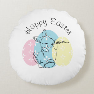 Coussins Ronds Lapin minimaliste en ligne art œufs de Pâques prin