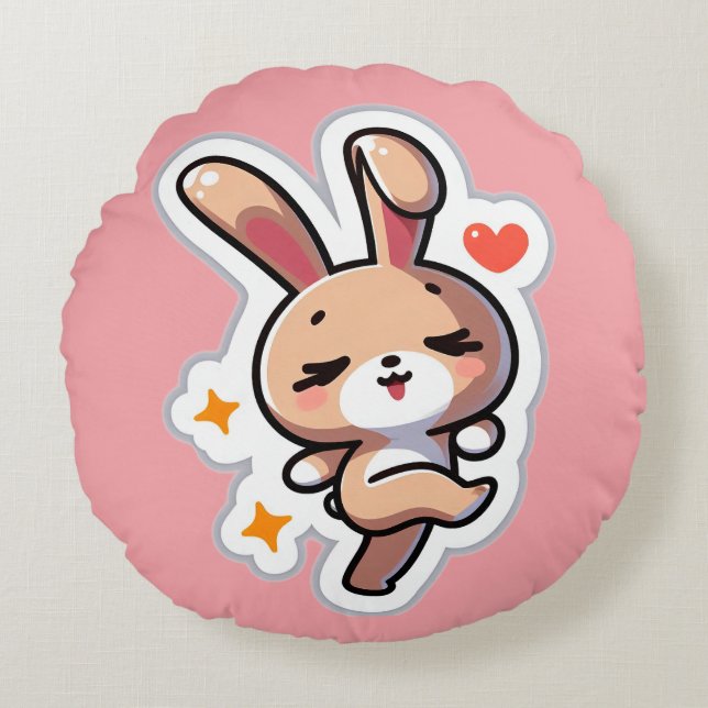 Coussins Ronds Lapin personnalisé (Devant)