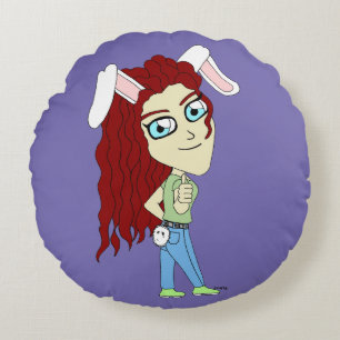 Coussins Ronds Lapine chibi en fille donnant un pouce en l'air