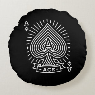 Coussins Ronds L'as des pique — Emblème d'éclatement de soleil de
