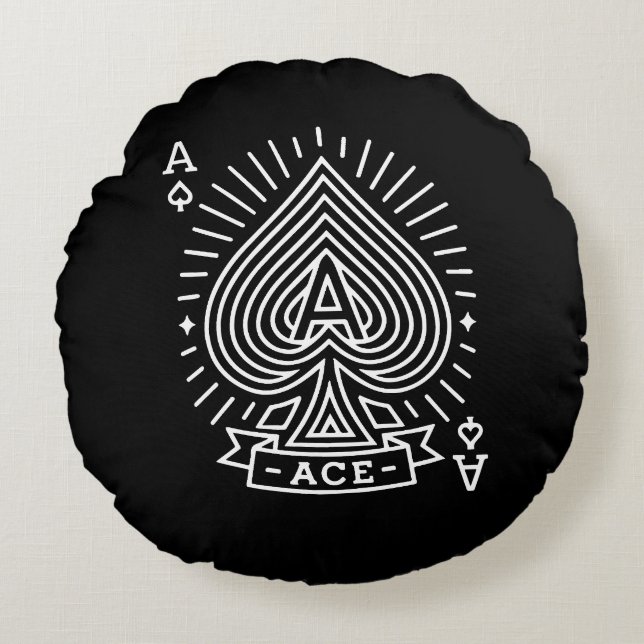 Coussins Ronds L&#x27;as des pique — Emblème d&#x27;éclatement de soleil de (Devant)