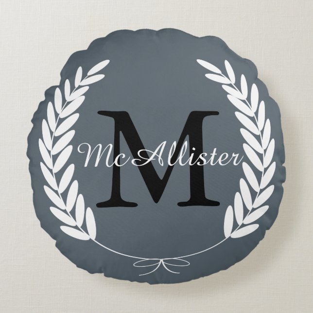 Coussins Ronds Laurelles de blé blanc personnalisées (Devant)